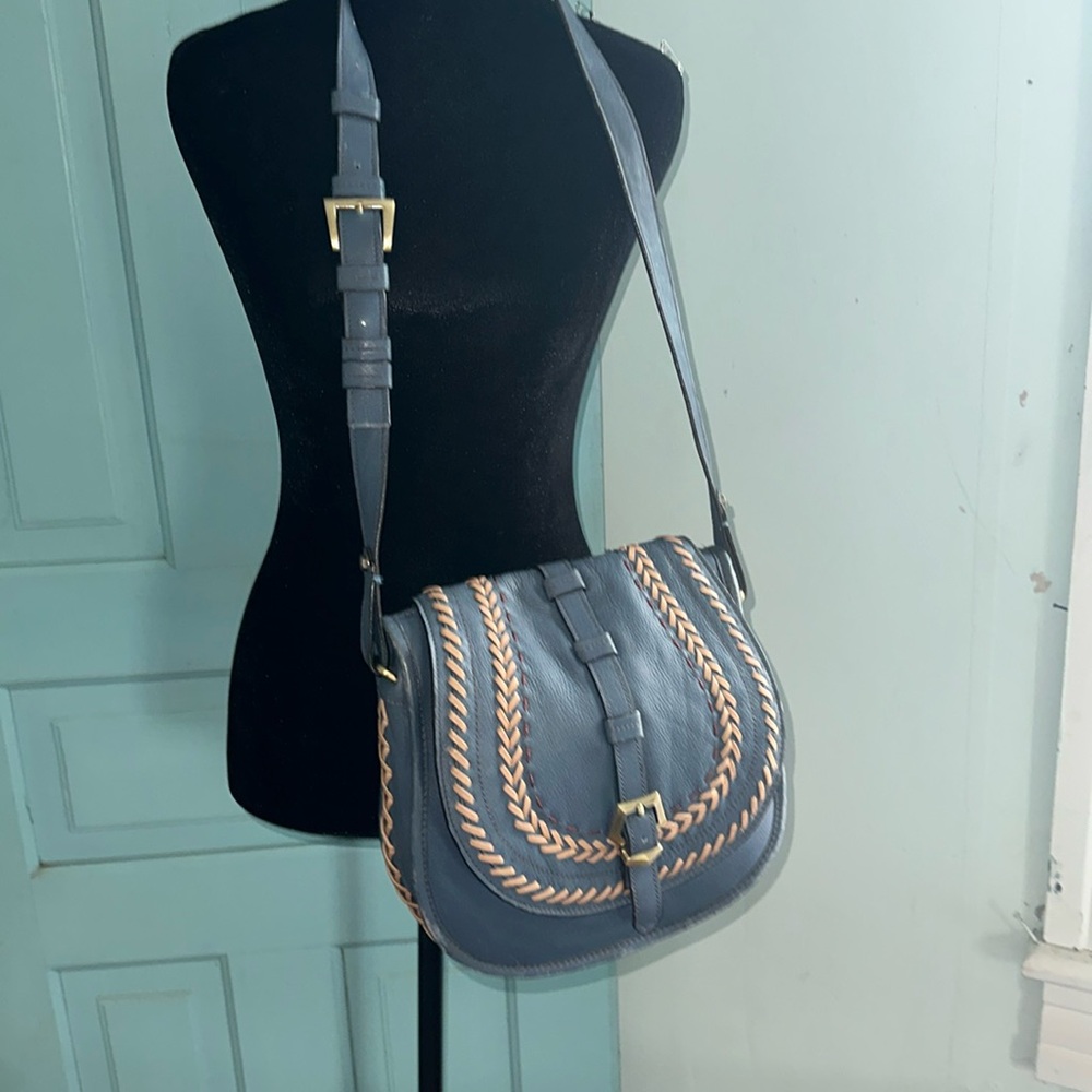 orYany blue leather crossbody wedgwood blue saddle bag